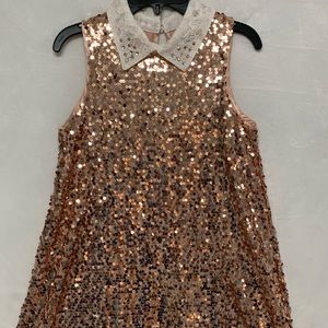 Girls Gold Sequined Dress